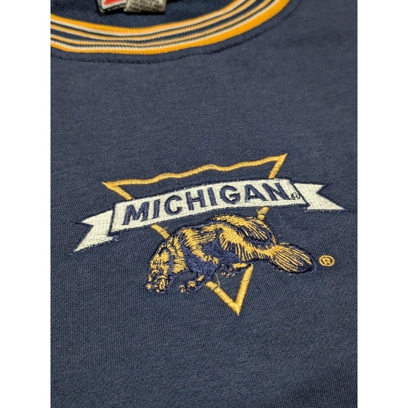 Vintage Michigan Wolverine Sweatshirt, Size Xtra Large, White Yellow Navy Blue - Picture 7 of 8